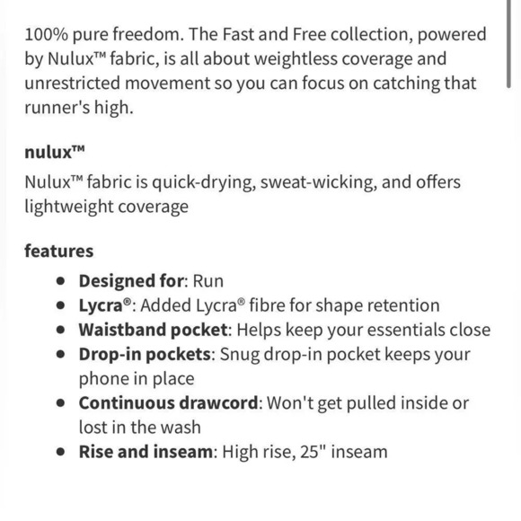 Lululemon sz 2 Fast and Free Tight 25" *Non-Reflective Nulux blue EUC - Picture 14 of 14